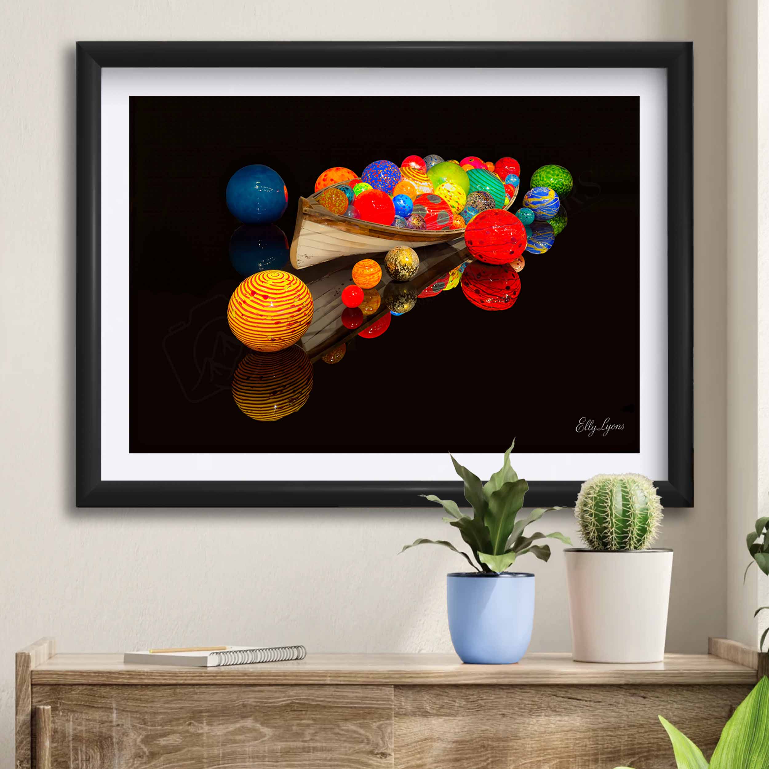 Abstract Glass Orb Boat "Treasures Waiting"