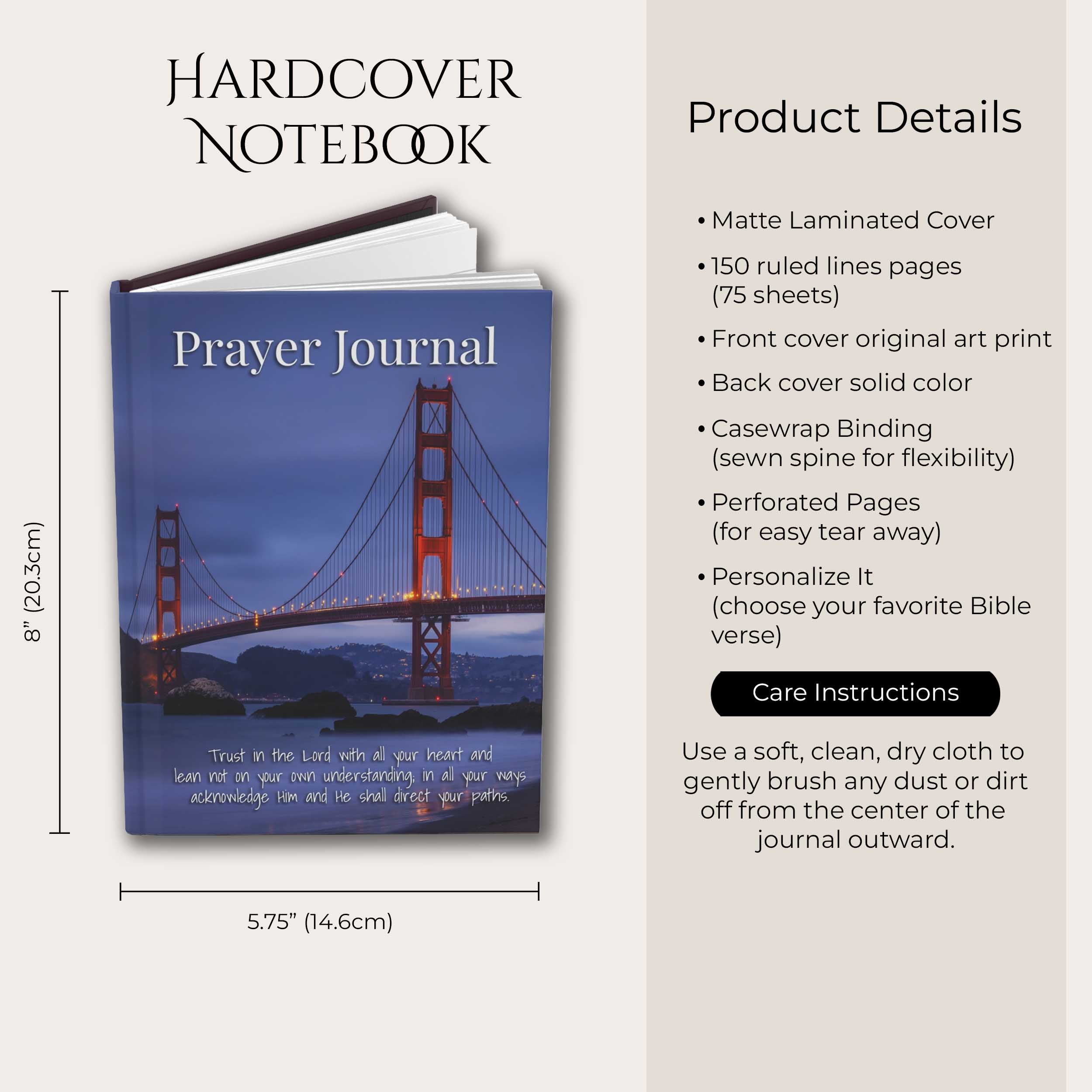 Prayer Journal Hardcover, Golden Gate Bridge