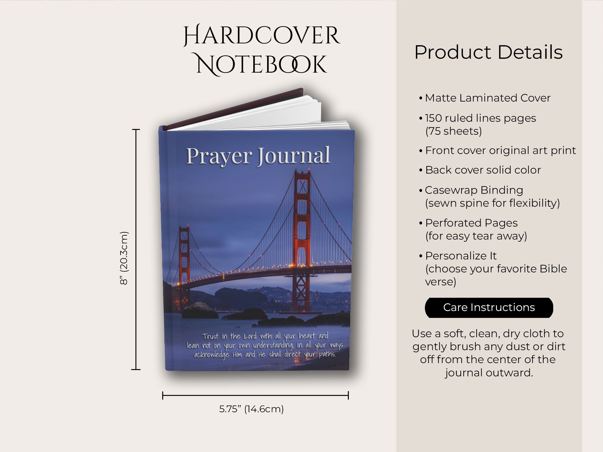 Prayer Journal Hardcover, Golden Gate Bridge