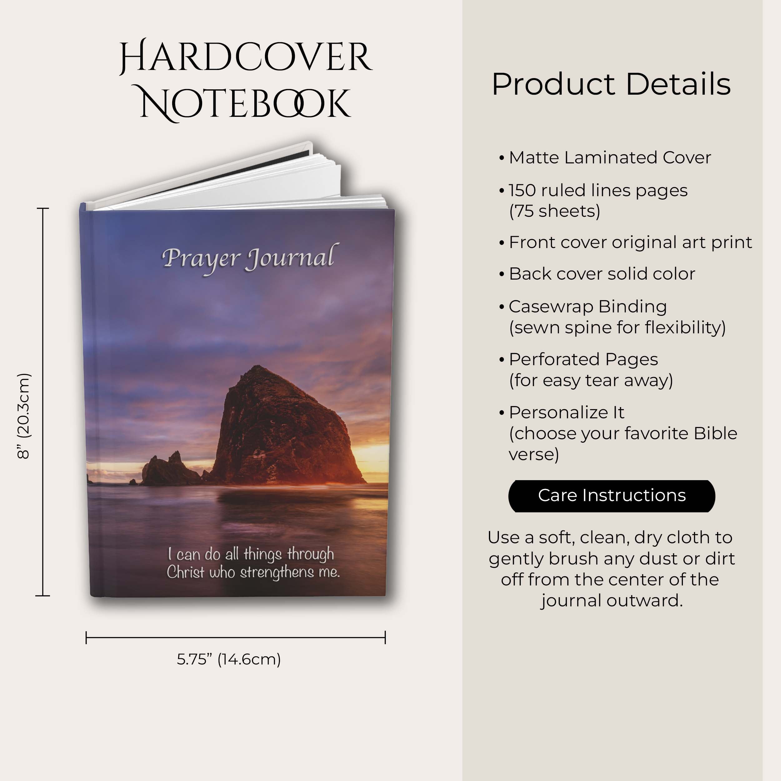 Prayer Journal Hardcover, Haystack Rock Cannon Beach