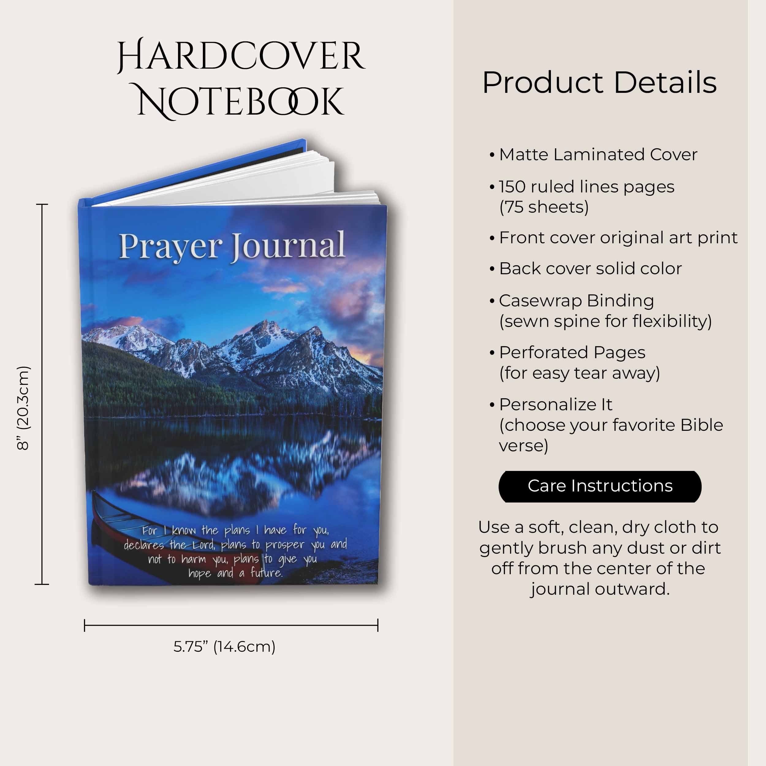 Prayer Journal Hardcover, Stanley Lake Sawtooth Mountains