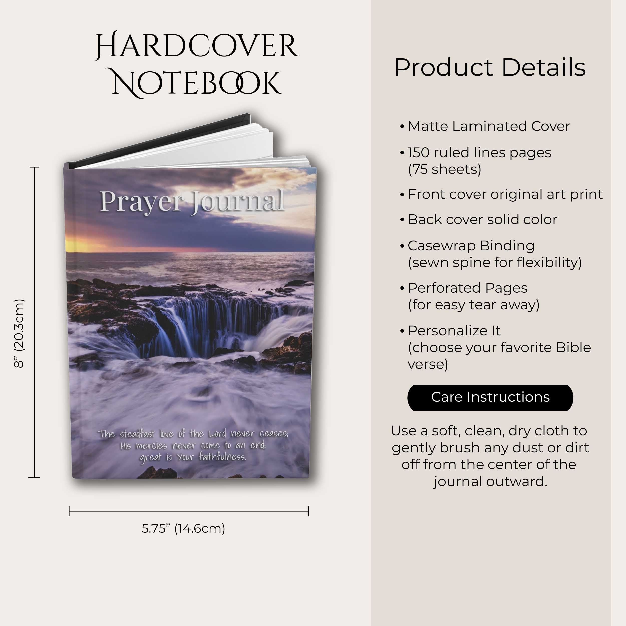 Prayer Journal Hardcover, Thor's Well Oregon Coast