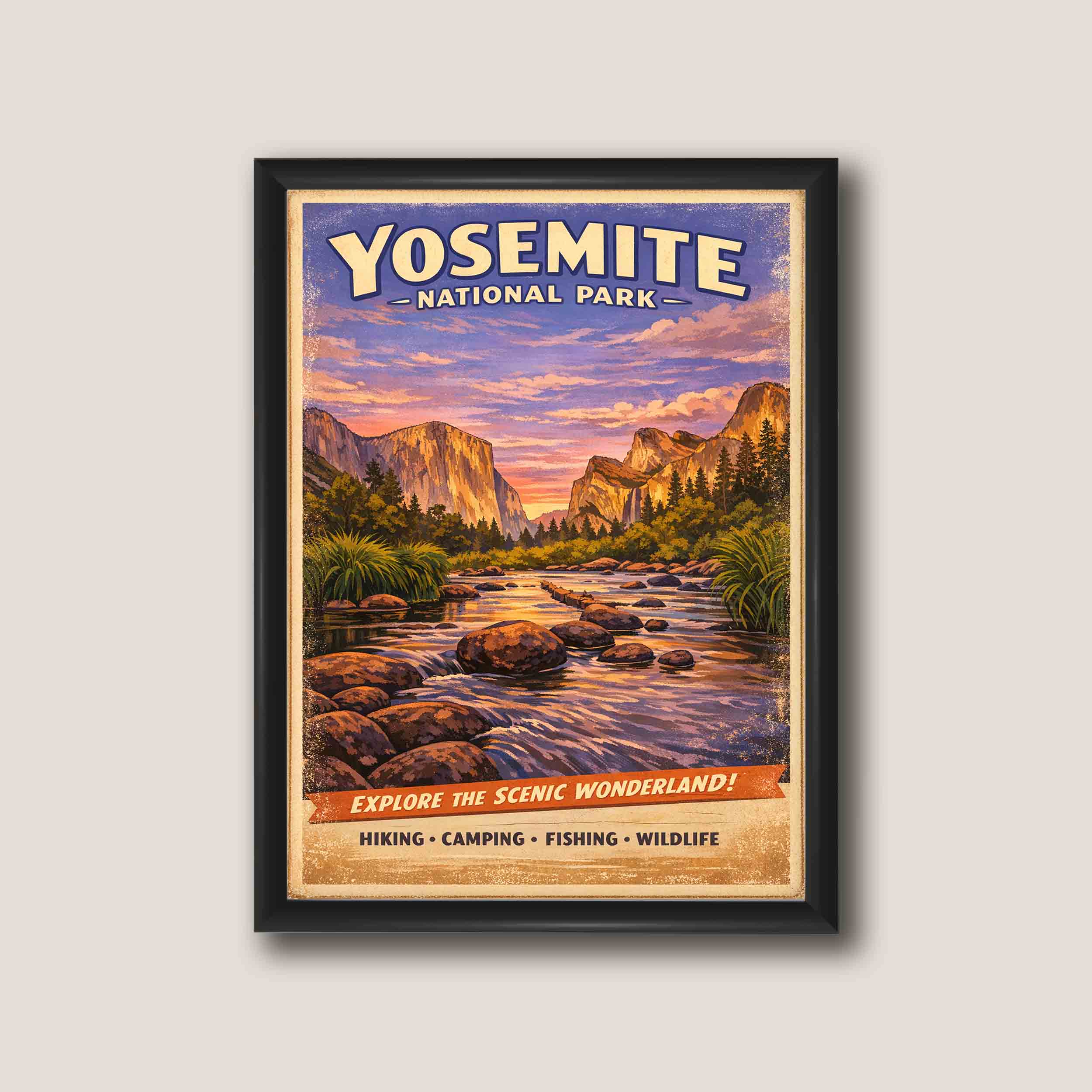 Yosemite El Capitan Vintage Travel Poster