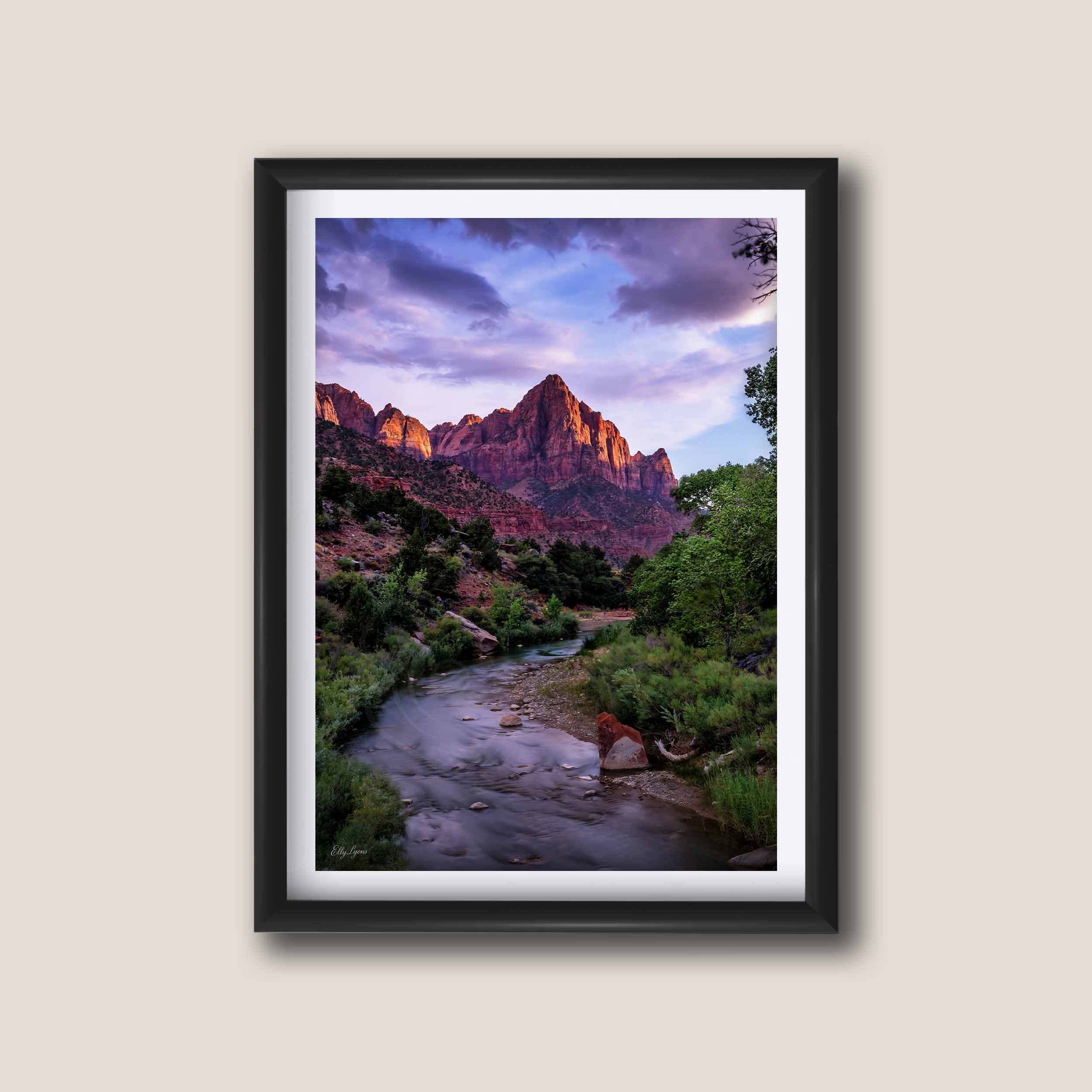 Zion National Park, The Watchman and Virgin River sunset fine art print